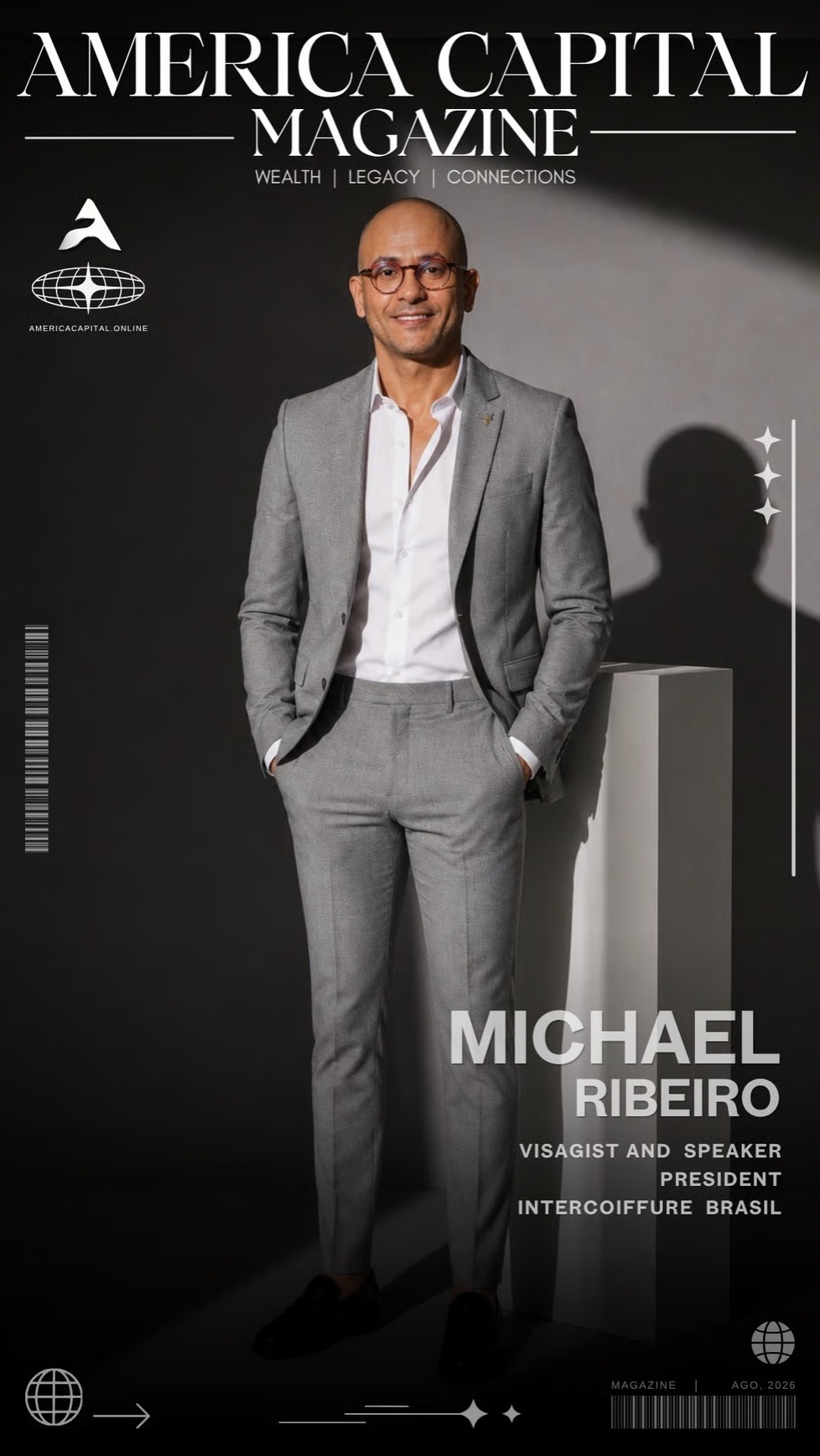 Michael Ribeiro na capa da America Capital Magazine